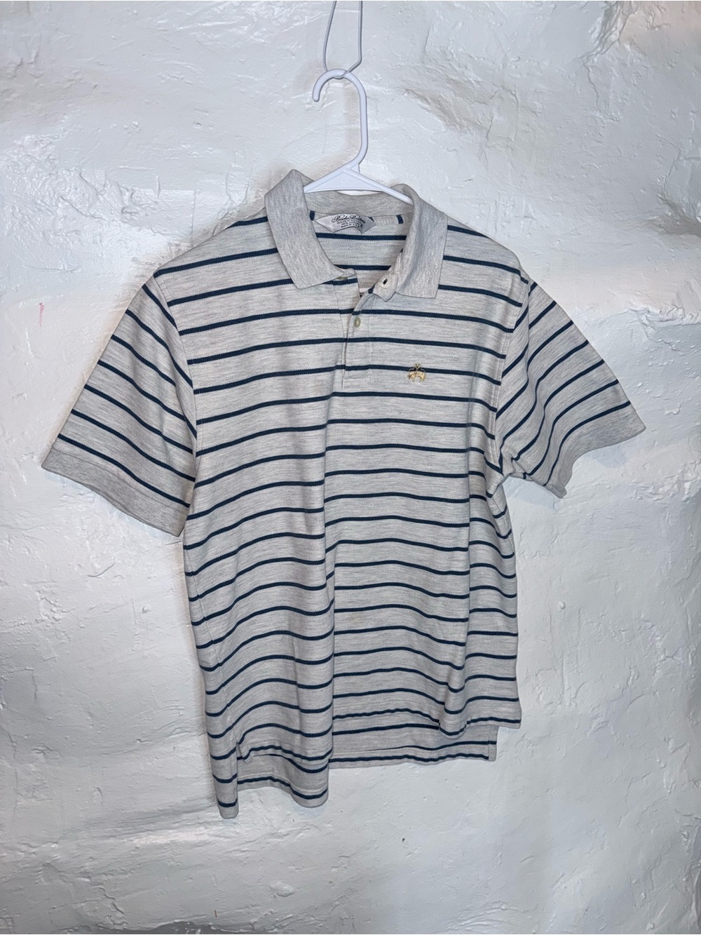 Brooks Brothers Gray Polo with Navy Stripes